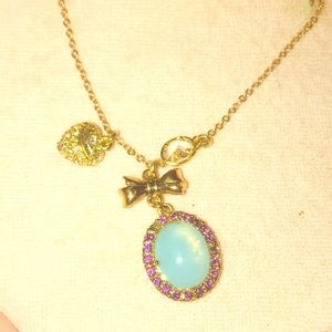 Juicy Couture Turquoise Cabachon Gold Necklace